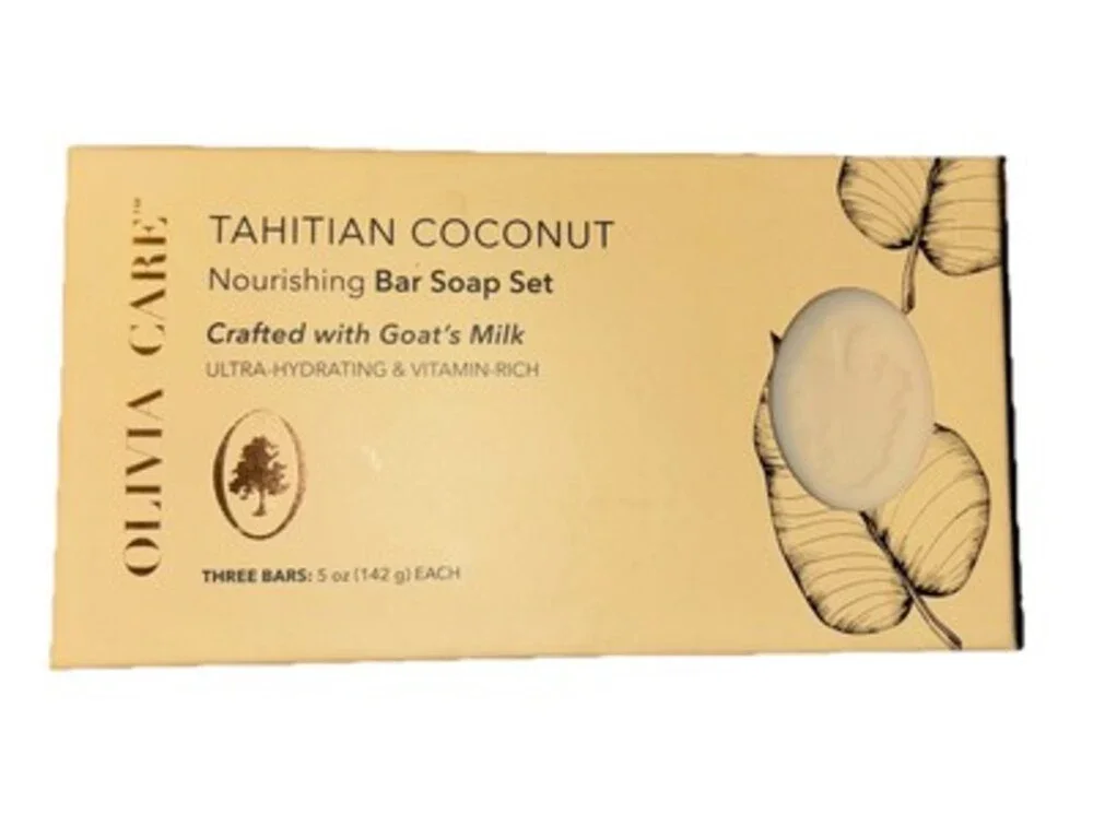Olivia Care Body Bar Soap TAHITIAN COCOw/ GOAT MILK 3 PK  Box Organic 5 Oz